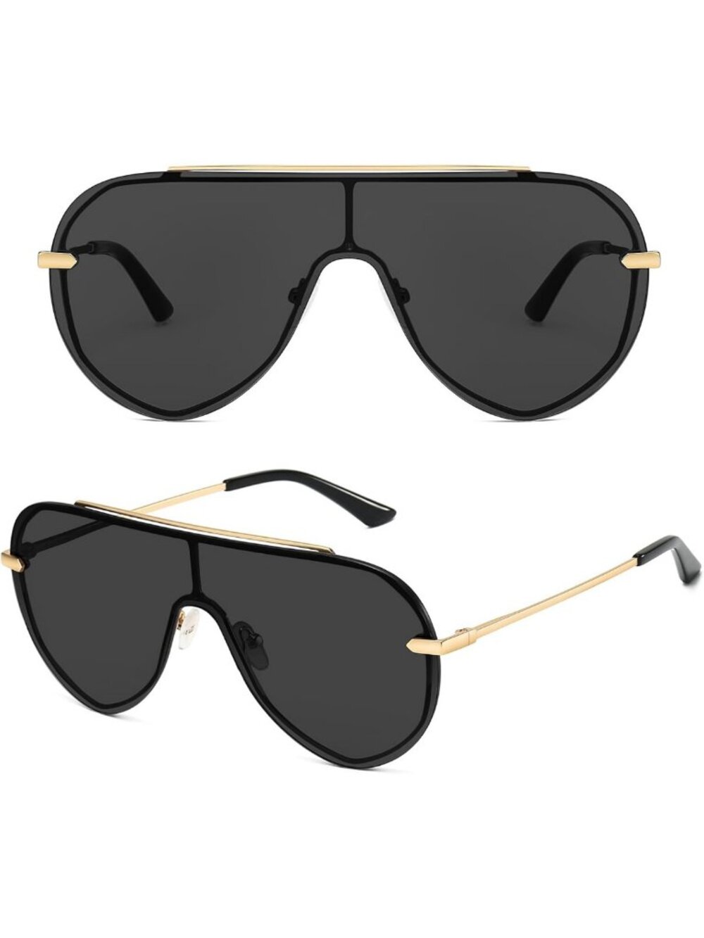 Trendy Oversized Aviator Shield Sunglasses for Women | Retro 70s Style Fashion